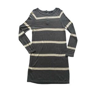 MNG Basics Women's Gray Striped Long Sleeve Button Neck Sweater Dress Size XS